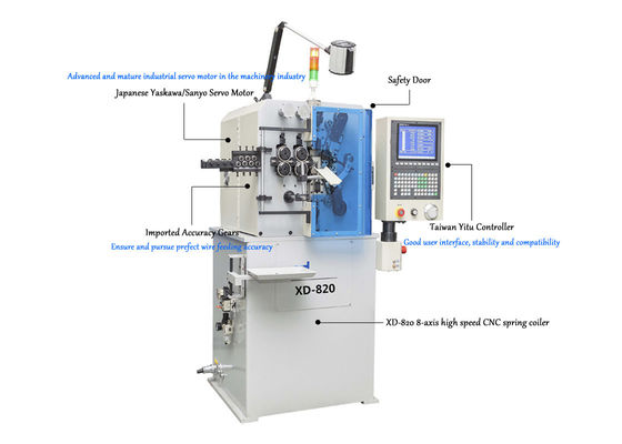 XD-820 8-Axis High Speed Spring Coiling Machine Makes Wire Diameter 0.5 To 2.0mm